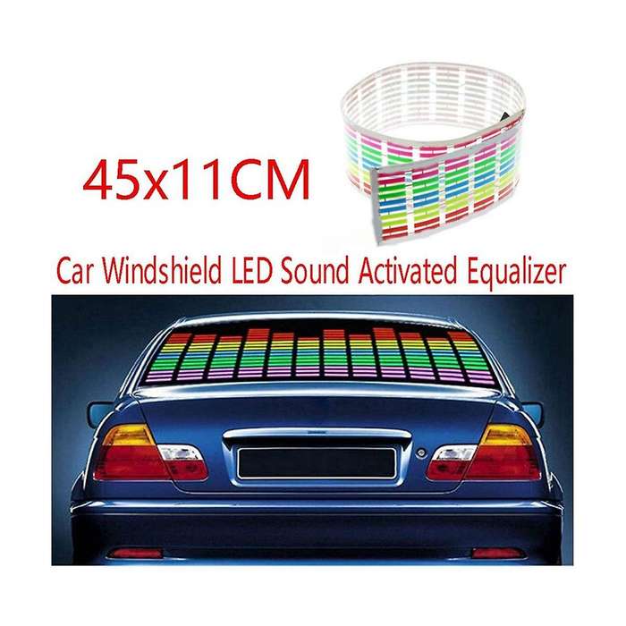 Car Windshield LED Sound Activated Equalizer Car Neon EL Light Music Rhythm Flash Lamp Sticker with