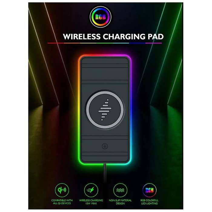 Car Wireless Charger with Breathing Light RGB Car Anti-Slip Pad Wireless Charging Suitable for