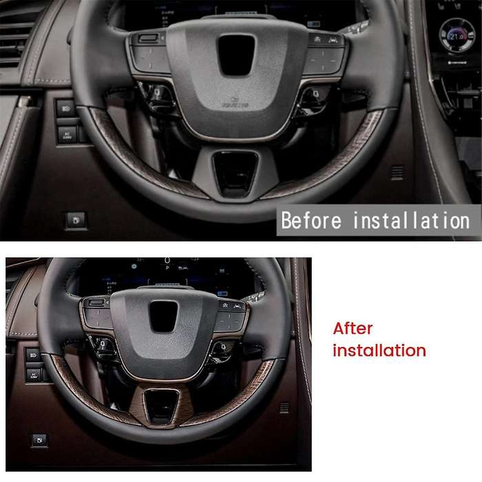 Car Wood Grain Steering Wheel Trim Frame Cover Sticker Car Inner Accessories for Alphard 40 Series 2