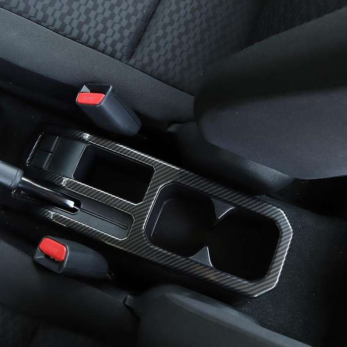 Carbon Fiber ABS Plastic Central Control Water Cup Holder Frame Cover Trim for 2019-2020