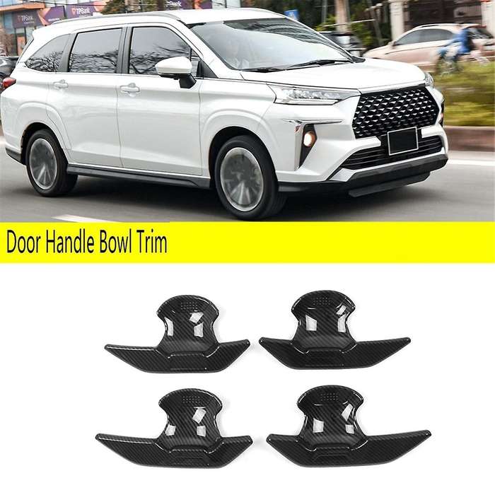 Carbon Fiber Car Door Handle Bowl Cover Trim Frame Door Handle Stickers for Avanza Premio Veloz 2022