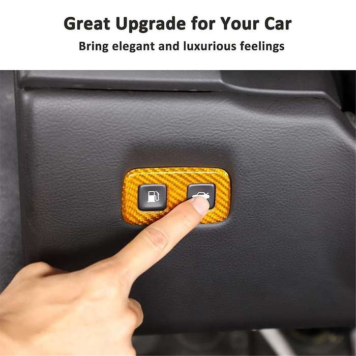 Carbon Fiber Car Fuel Tank Lid Switch Button Frame Trim for C6 2005-2013 Interior Accessories ,Yell