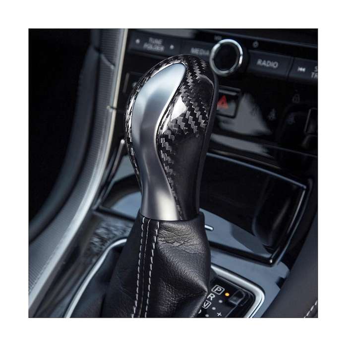 Carbon Fiber Car Gear Knob Cover Trim Gear Shift Lever Knob Sticker for Q50 2014 2015 2016 2017(Red