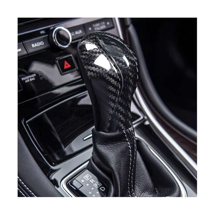Carbon Fiber Car Gear Knob Cover Trim Gear Shift Lever Knob Sticker for Q50 2014 2015 2016 2017(Red