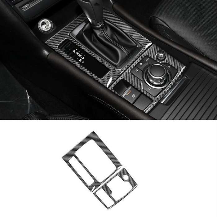 Carbon Fiber Car Gear Shift Panel Cover Trim for Axela 2014 2015 2016 2017 Interior Accessories (LHD