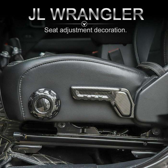 Carbon Fiber Car Seat Adjust Decoration Cover Trim for Wrangler JL 2018 -2020