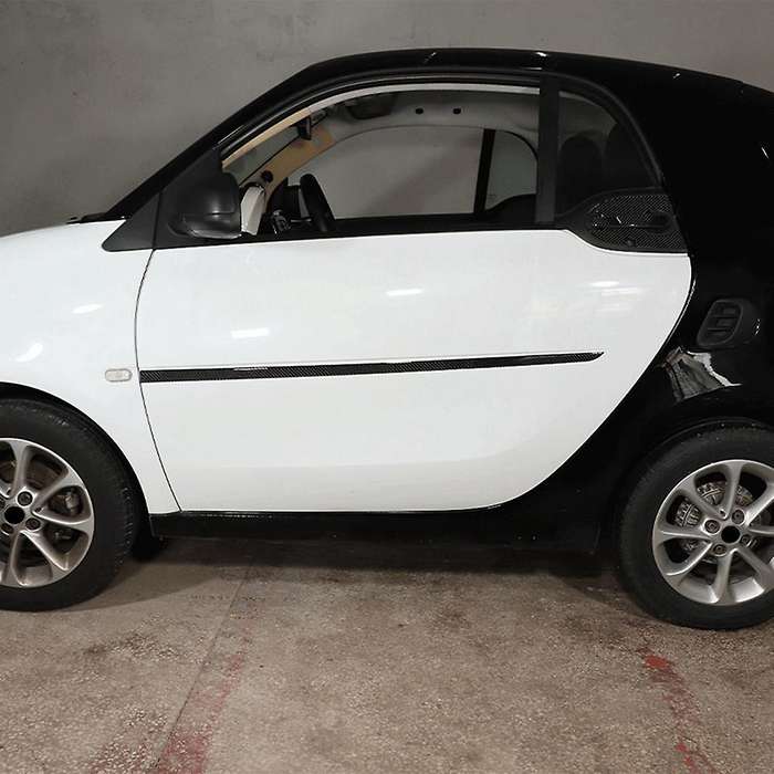 Carbon Fiber Car Side Door Body Molding Trim Side Protector Strips Trim Cover for Smart 453 Fortwo 2