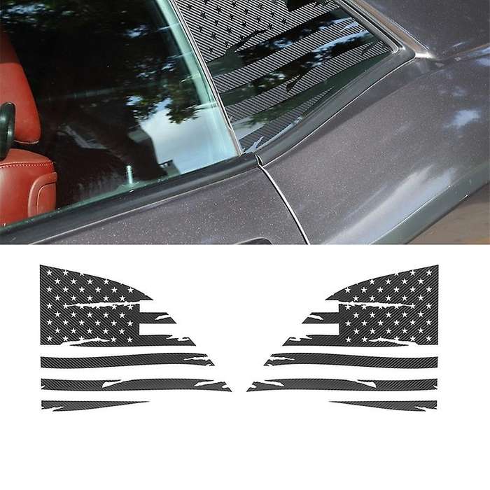 Carbon Fiber Car Side Blinds Rear Window Flag Decorative Stickers Trim for 2008-2020