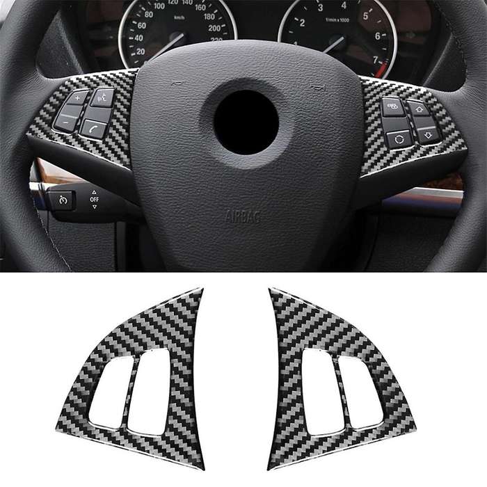 Carbon Fiber Car Steering Wheel Button Decals Cover Trim Stickers Accessories for - X5 X6 E70 E71 2