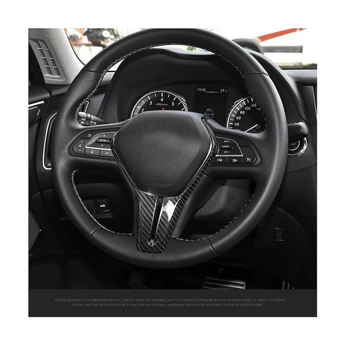 Carbon Fiber Car Steering Panel Cover Trim for Q50 Q60 2018 -2022 Interior Decoration(Red)