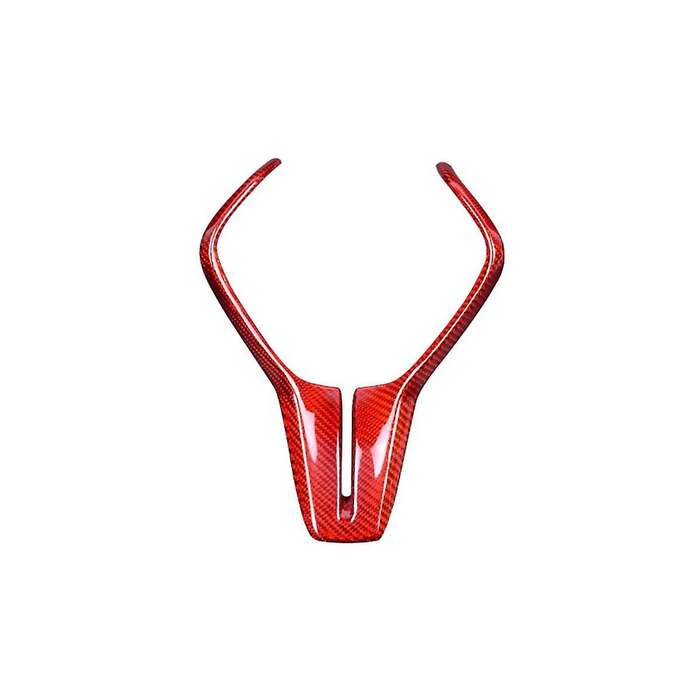 Carbon Fiber Car Steering Panel Cover Trim for Q50 Q60 2018 -2022 Interior Decoration(Red)