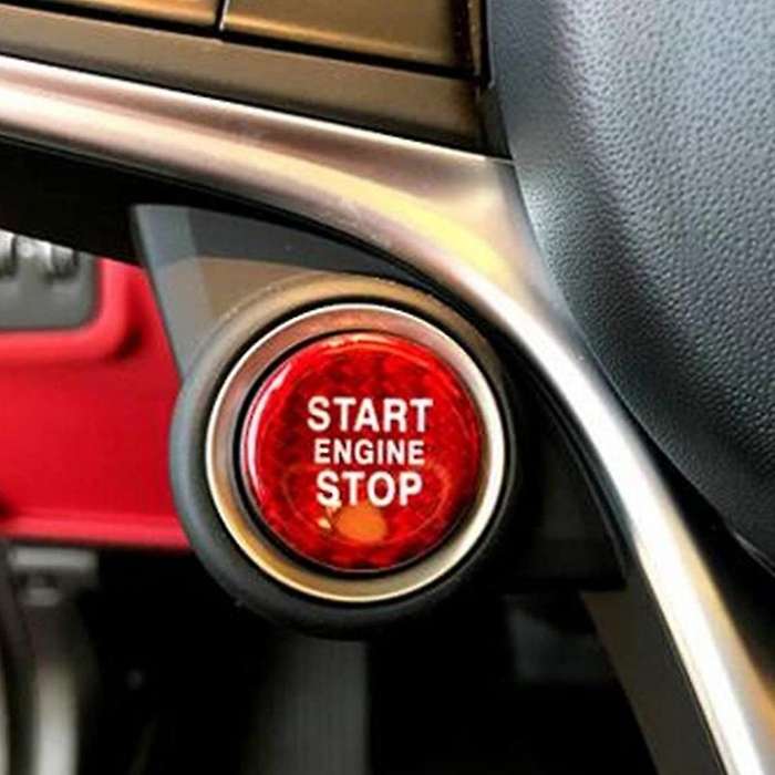 Carbon Fiber Car Start Button Decoration Cover for /Stelvio Red 1 Pcs