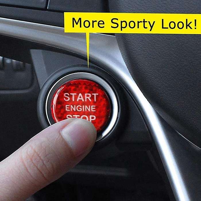Carbon Fiber Car Start Button Decoration Cover for /Stelvio Red 1 Pcs