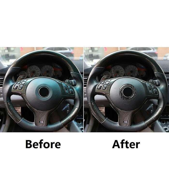 Carbon Fiber Car Steering Wheel Center Cover Stickers for - 3 Series E46 323i 328i 330i 325i 1997-2