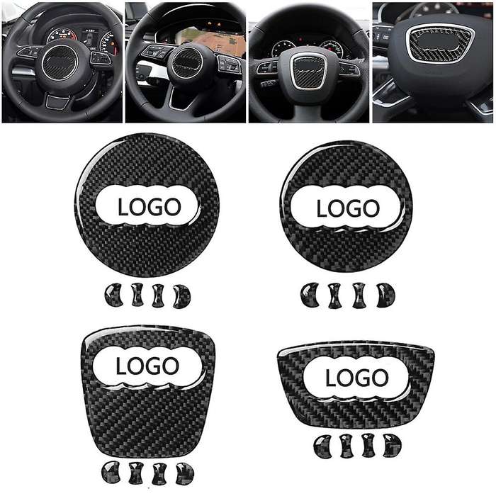 Carbon Fiber Car Steering Wheel Ring Trim Sticker Logo Decals Cover Decoration for  A3 A4 Q5 Auto St