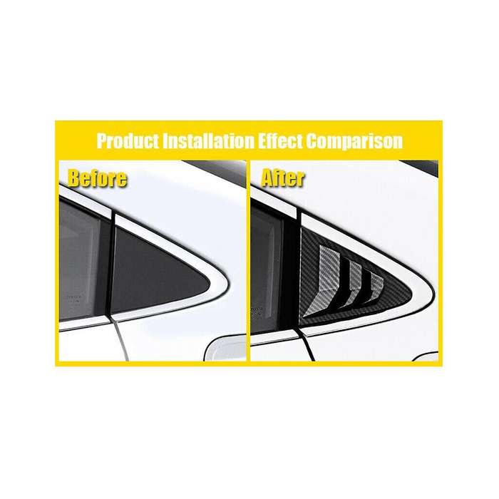 Carbon Fiber Color Rear Side Vent Quarter Window Louver Shutter Cover for 2020-2023