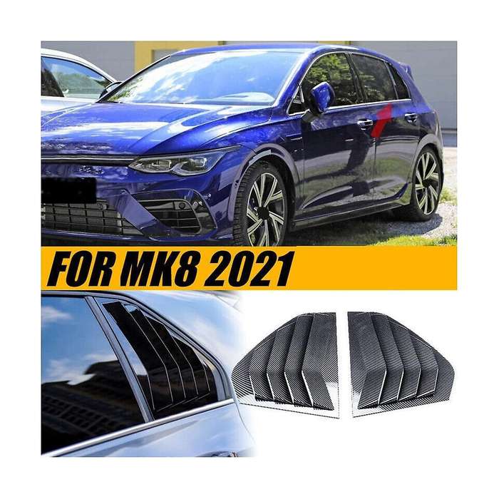 Carbon Fiber Color Rear Side Vent Quarter Window Louver Shutter Cover Trim for Mk8 2021-2023
