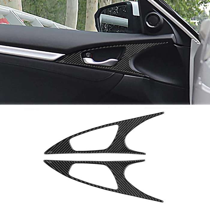 Carbon Fiber Door Handle Bowl Cover Trim Interior Door Bowl Panel Door Decorations for 10Th Gen 2016