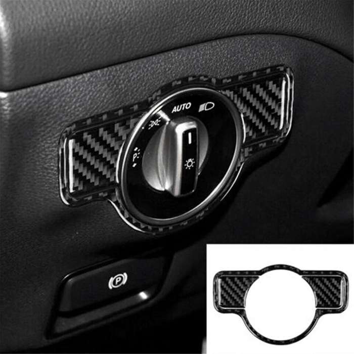 Carbon Fiber for C Class W204 Inner Headlight Switch Decorative Cover Trim