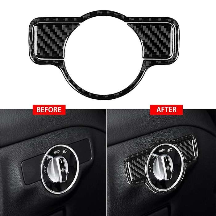 Carbon Fiber for C Class W204 Inner Headlight Switch Decorative Cover Trim