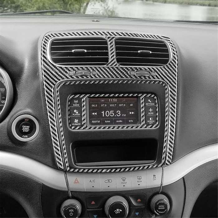 Carbon Fiber for Journey 2011-2017 Center Air Vent Multimedia Radio Trim Frame Sticker Cover Interi