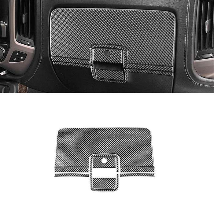 Carbon Fiber for Sirrra 1500 2014-2018 Co-Pilot Glove Storage Box Cover Trim Interior Accessories