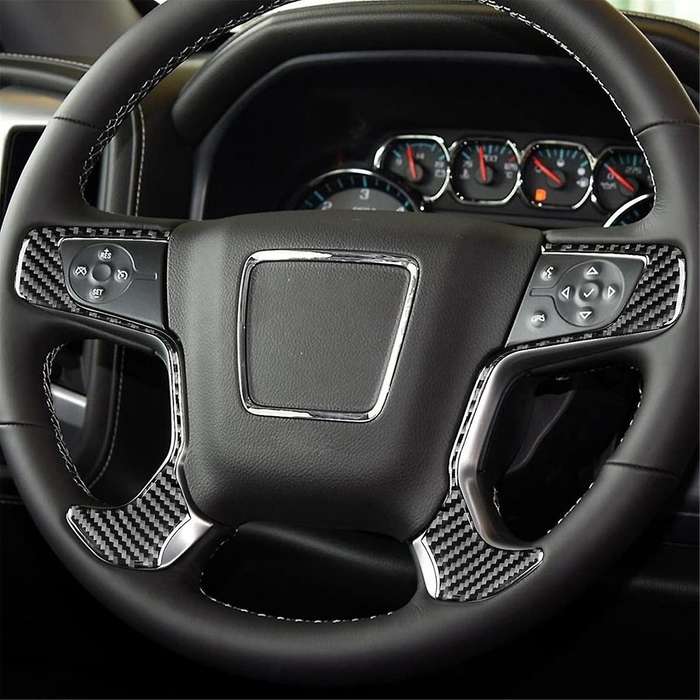 Carbon Fiber for Sirrra 1500 2014-2018 LHD Car Steering Wheels Trim Cover Interior Accessories ,A