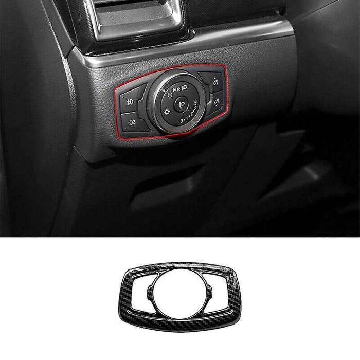 Carbon Fiber Headlight Lamp Switch Cover Trim Control Button Frame Compatible / Everest 2015-2021 Ac
