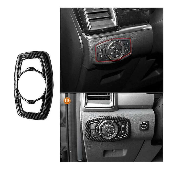 Carbon Fiber Headlight Lamp Switch Cover Trim Control Button Frame Compatible / Everest 2015-2021 Ac