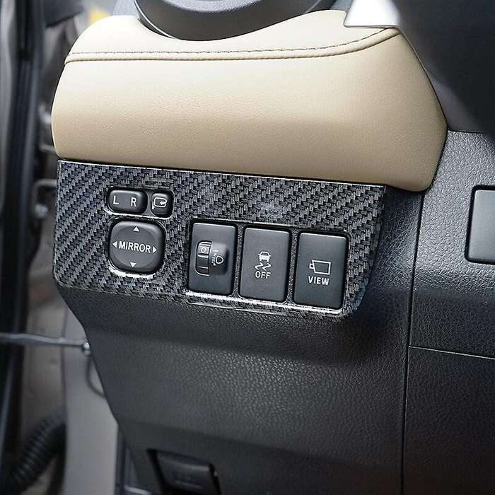 Carbon Fiber Headlight Lamp Switch Button Cover for 2016 Rearview Rear Mirror Button Trim for 2017 2