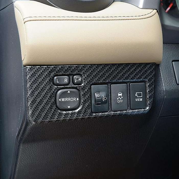 Carbon Fiber Headlight Lamp Switch Button Cover for 2016 Rearview Rear Mirror Button Trim for 2017 2