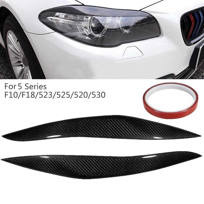 Carbon Fiber Headlights Eyebrow Eyelids Trim Cover HeadLamp Sticker for 5 Series F10 F18 520 523 525
