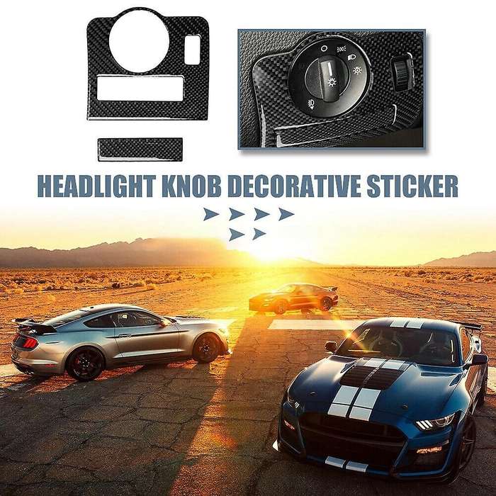 Carbon Fiber Headlight Switch Frame Trim Stickers for 2009-2013