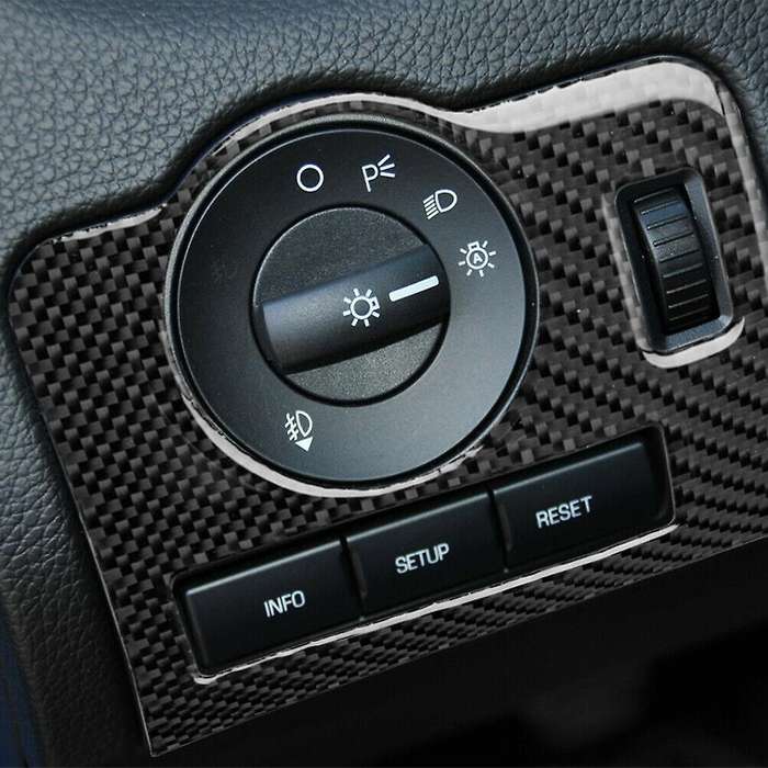 Carbon Fiber Headlight Switch Frame Trim Stickers for 2009-2013
