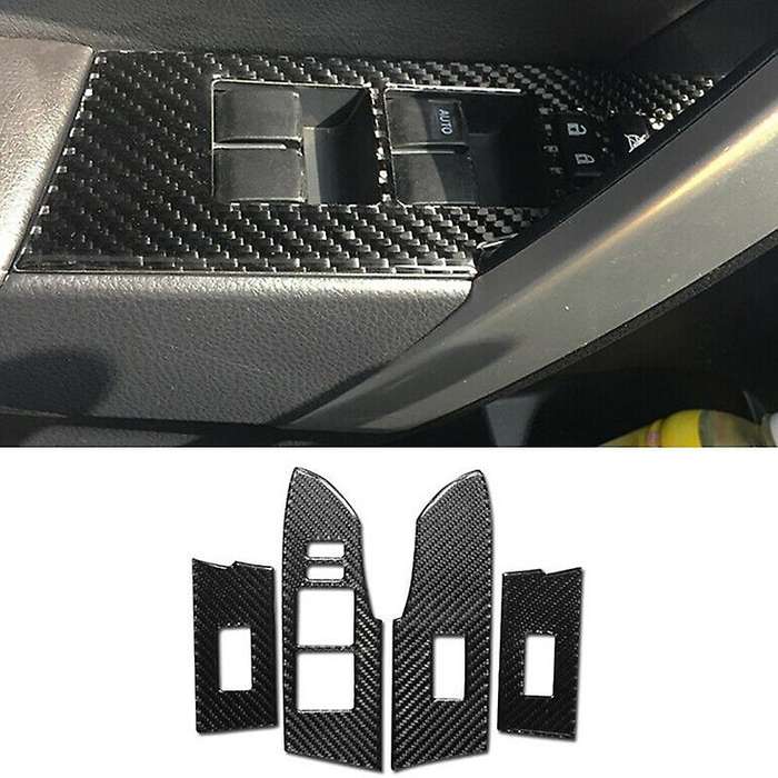 Carbon Fiber Inner Window Switch Panel Cover Trim for 2014-2018