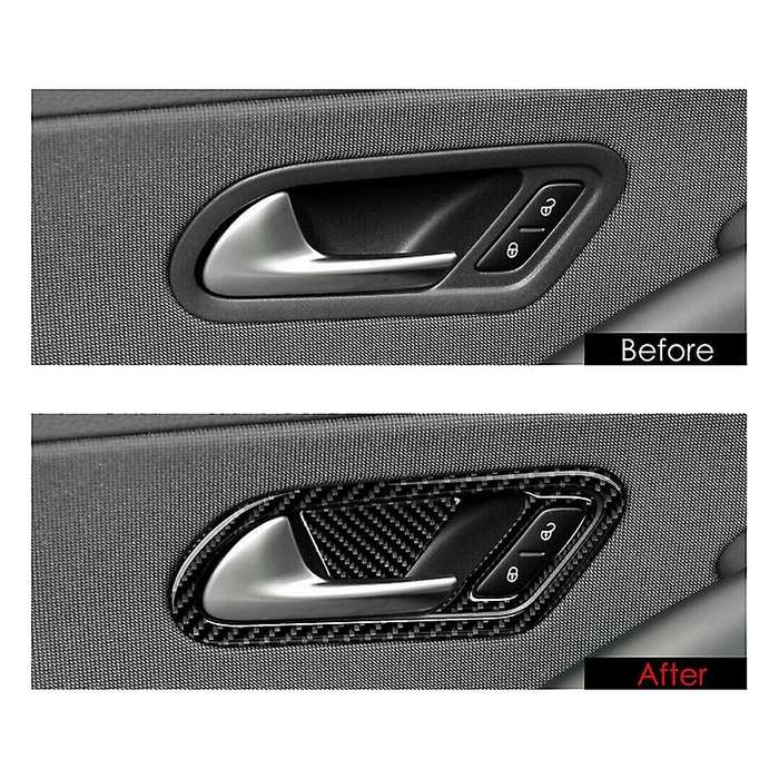 Carbon Fiber Inside Door Handle Bowl Cover Frame Trim & Door Lock Switch Frame Sticker Set for 2009-