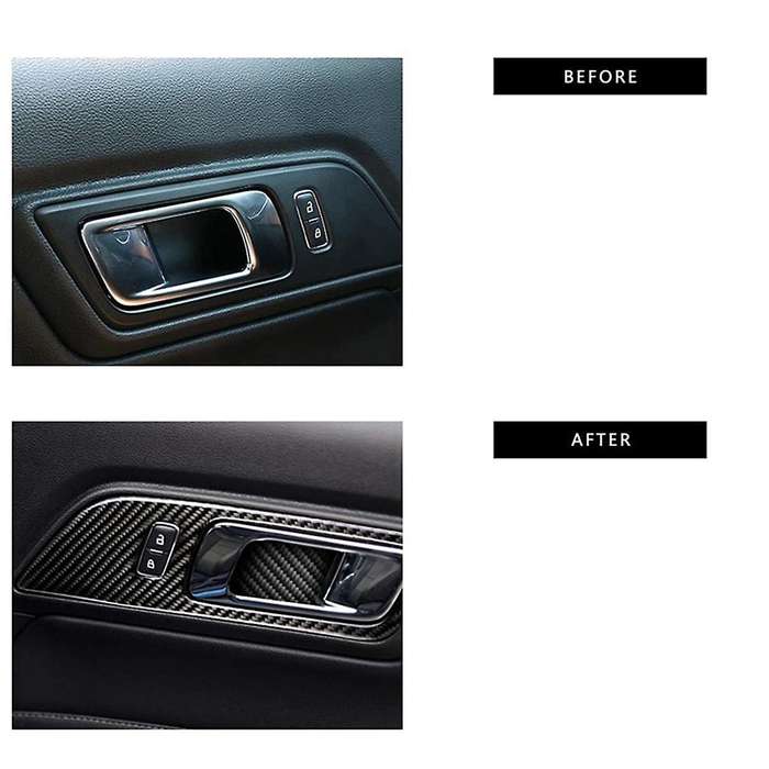 Carbon Fiber Interior Car Door Handle Frame Decoration Stickers Trim Cover for Gt 2015-2021