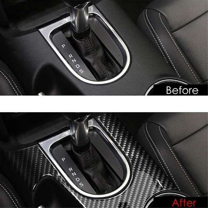 Carbon Fiber Interior Center Console Gear Shift Panel Cup Holder Cover Trim Decal Frame for 2015-20