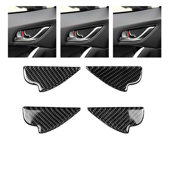Carbon Fiber Interior Door Handle Bowl Panel Cover Trim Compatible 2 3 6 Demio -3 -5 -7 -9 MX5 2017