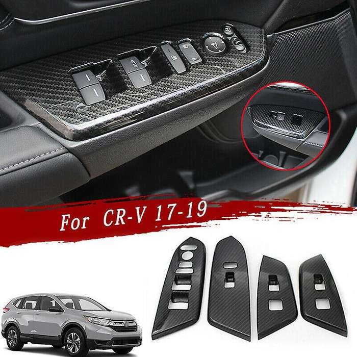 Carbon Fiber Interior Door Armrest Cover Trim for -V 2017-2019 Door Window Lock Switch Lift Cover