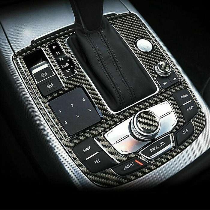 Carbon Fiber Interior Gear Shift Box Panel Sticker Cover Kit for - A6 2012 2013 2014 2015 2016 2017