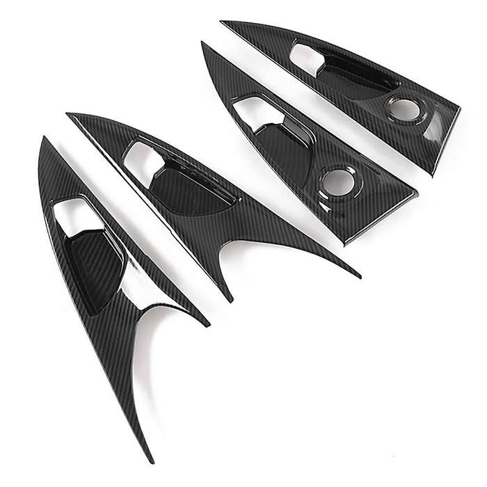 Carbon Fiber Interior Mouldings Inner Door Handle Bowl Panel Cover Trim for Hatchback 2019-2020