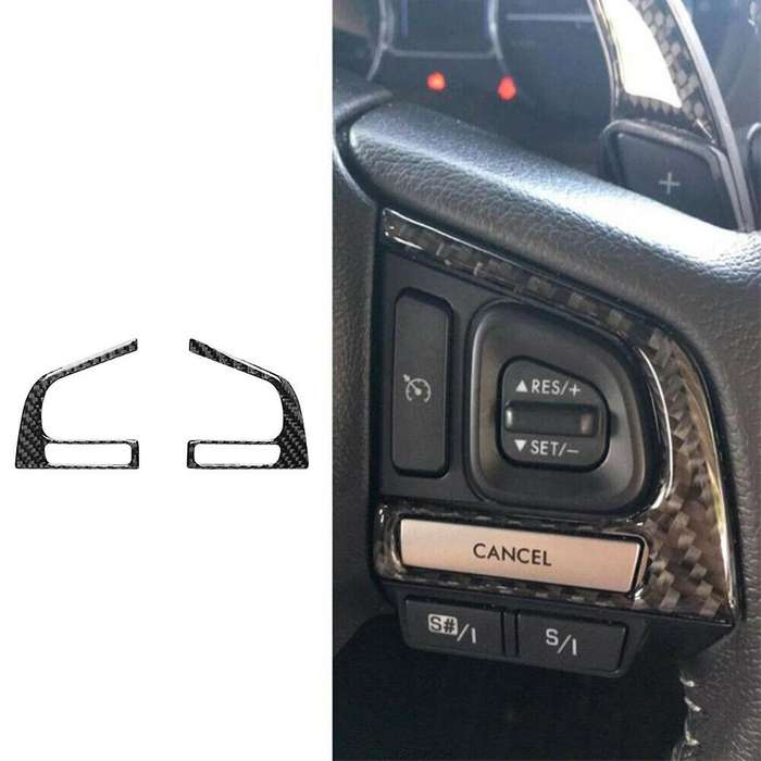 Carbon Fiber Interior Steering Wheel Button Cover Trim for 16-18