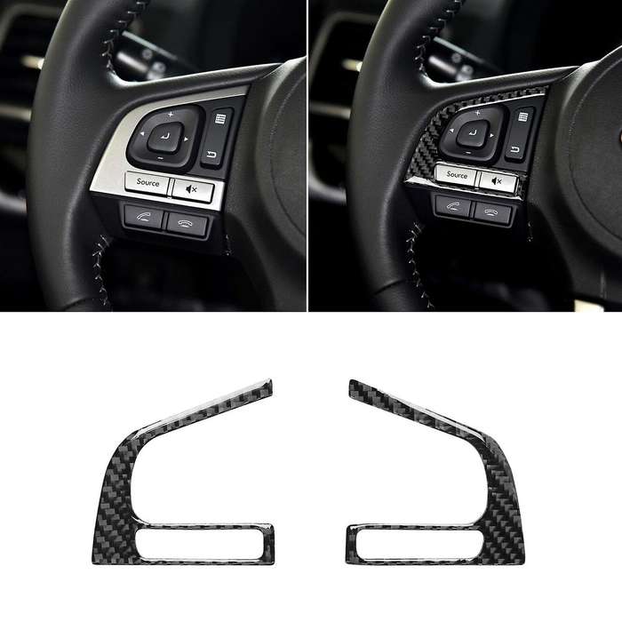 Carbon Fiber Interior Steering Wheel Button Cover Trim for 16-18
