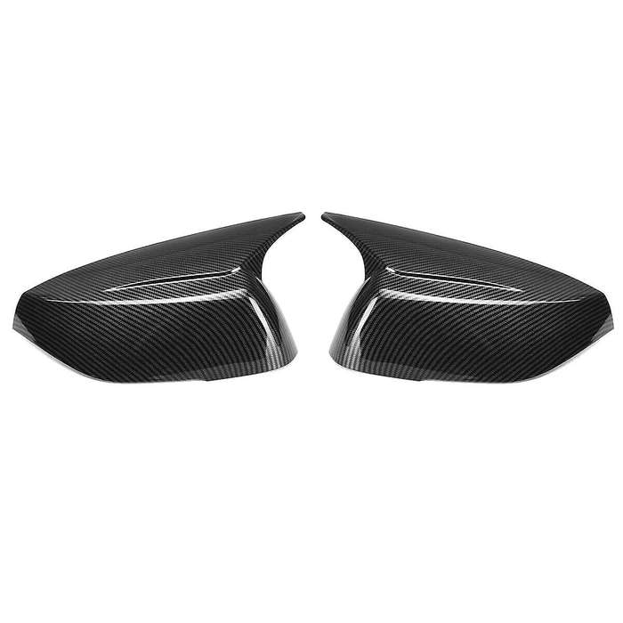 Carbon Fiber Look Horn Style Side Door Rearview Mirror Cover Trim Shells Cap for Q50 Q60 2015-2023 M