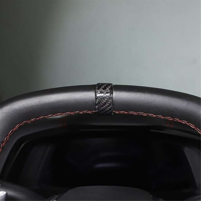 Carbon Fiber Pattern Car Steering Wheel Ring Trim Cover Sticker for C8 2020-2023 Car Interior Access