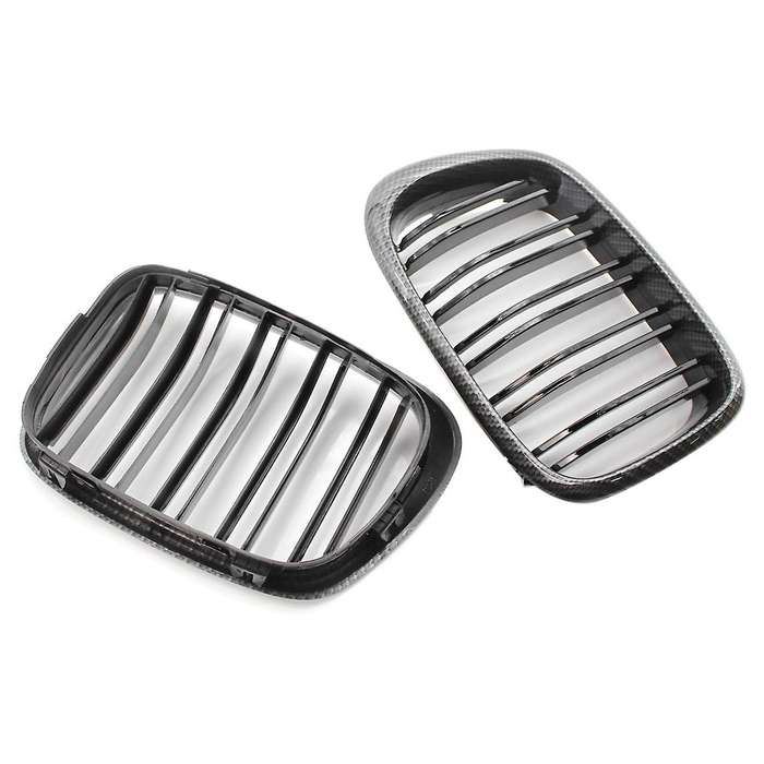 Carbon Fiber Pattern Front Hood Kidney Grille Grill Dual Line for  E39 5Series 525 528 1995-2003 Fro