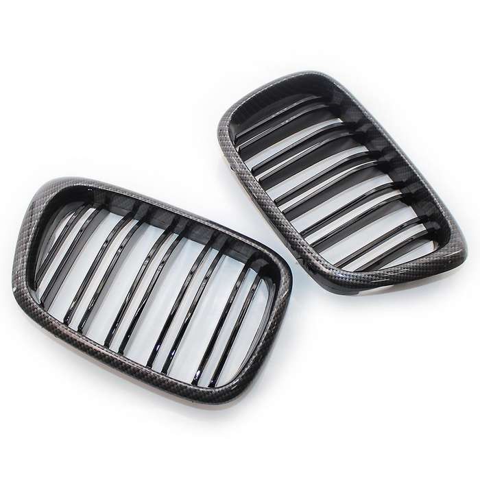 Carbon Fiber Pattern Front Hood Kidney Grille Grill Dual Line for  E39 5Series 525 528 1995-2003 Fro