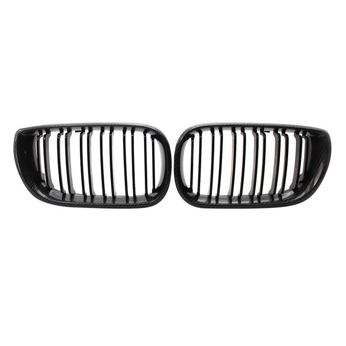 Carbon Fiber Pattern Front Hood Kidney Grille Grill Dual Line for  E46 3-Series 2002-2006 Front Bump