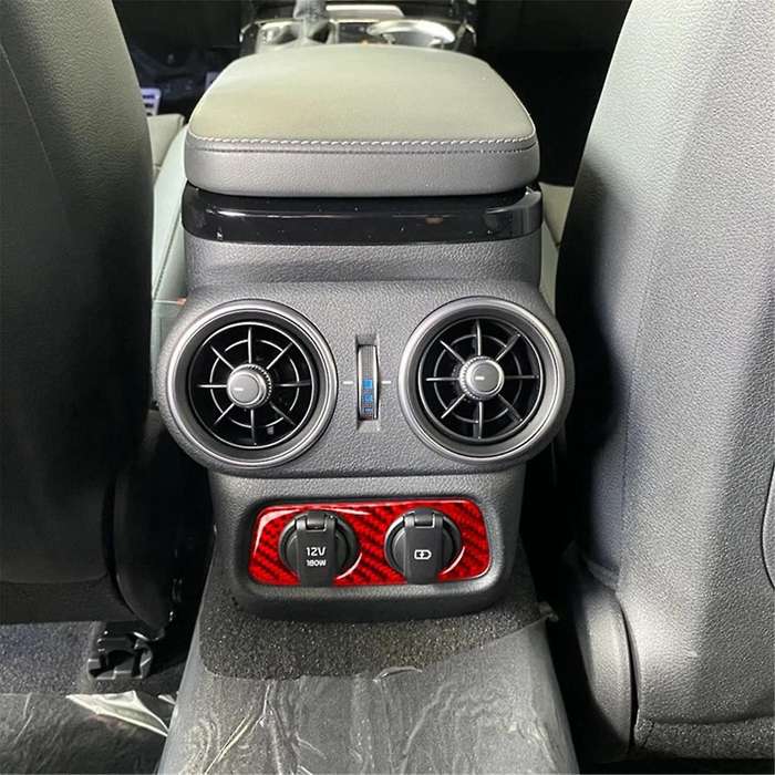Carbon Fiber Rear Air Outlet Seat Armrest Box Charge Plug Decorative Cover Interior Sticker for 2018